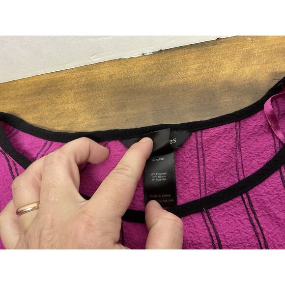 Ali Miles Pink Black Tunic Top Large Hanky Hem Button Detail Lagenlook - Picture 4 of 7